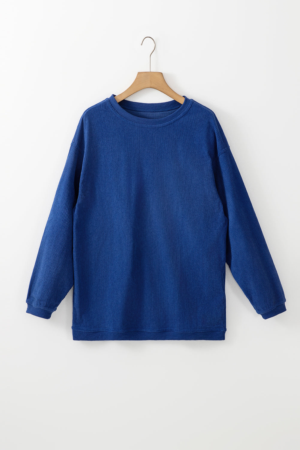 Dunkelblaues Oversize-Sweatshirt aus geripptem Cord