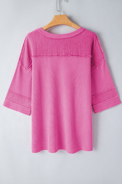 Übergroßes Oberteil mit Mineralwaschung und strukturierten Armreifen in leuchtendem Pink
