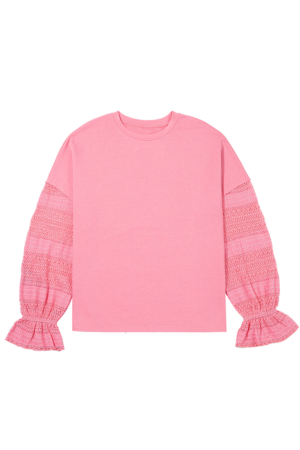 Sachet Rosa Tropfen Schulter Spitze Rüschen Ärmel Patchwork Lose Sweatshirt