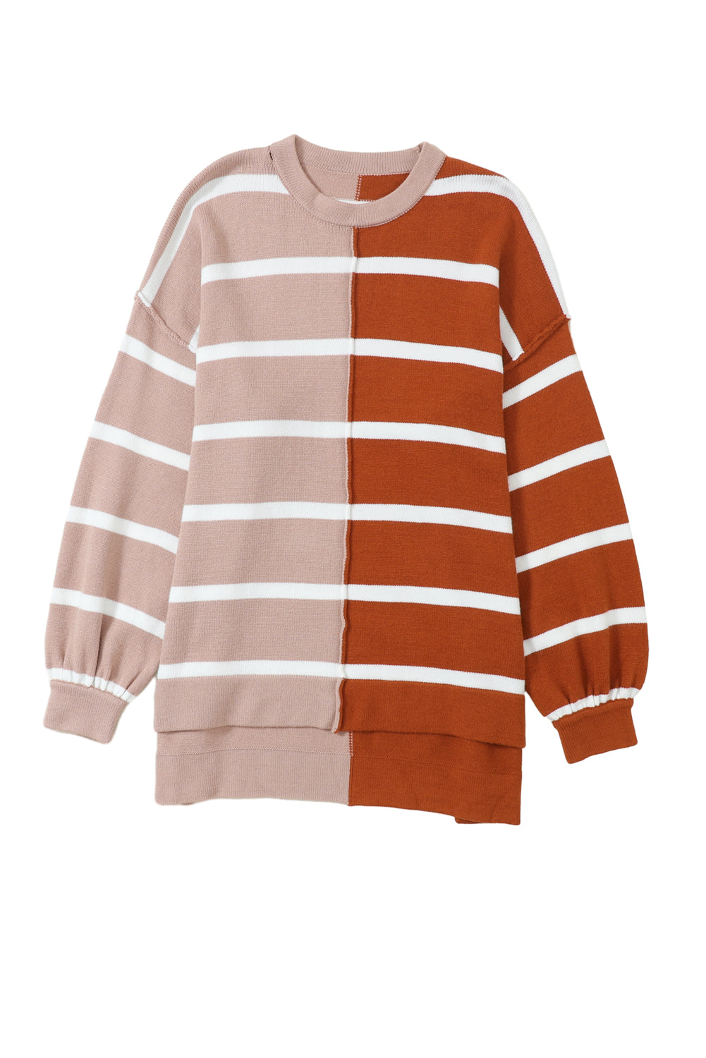 Braunes Oversize-Top mit kontrastierendem Print und überschnittenen Schultern