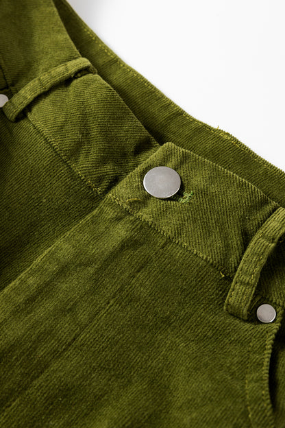 Vineyard Green Corduroy Solid Color High Waist Wide Leg Pants