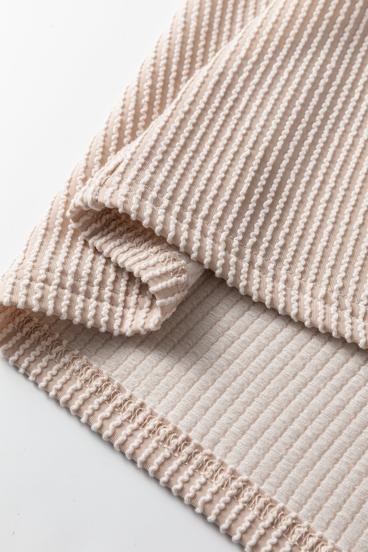 Parchment Twist Ribbed Floral Contrast Patchwork Long Sleeve Top