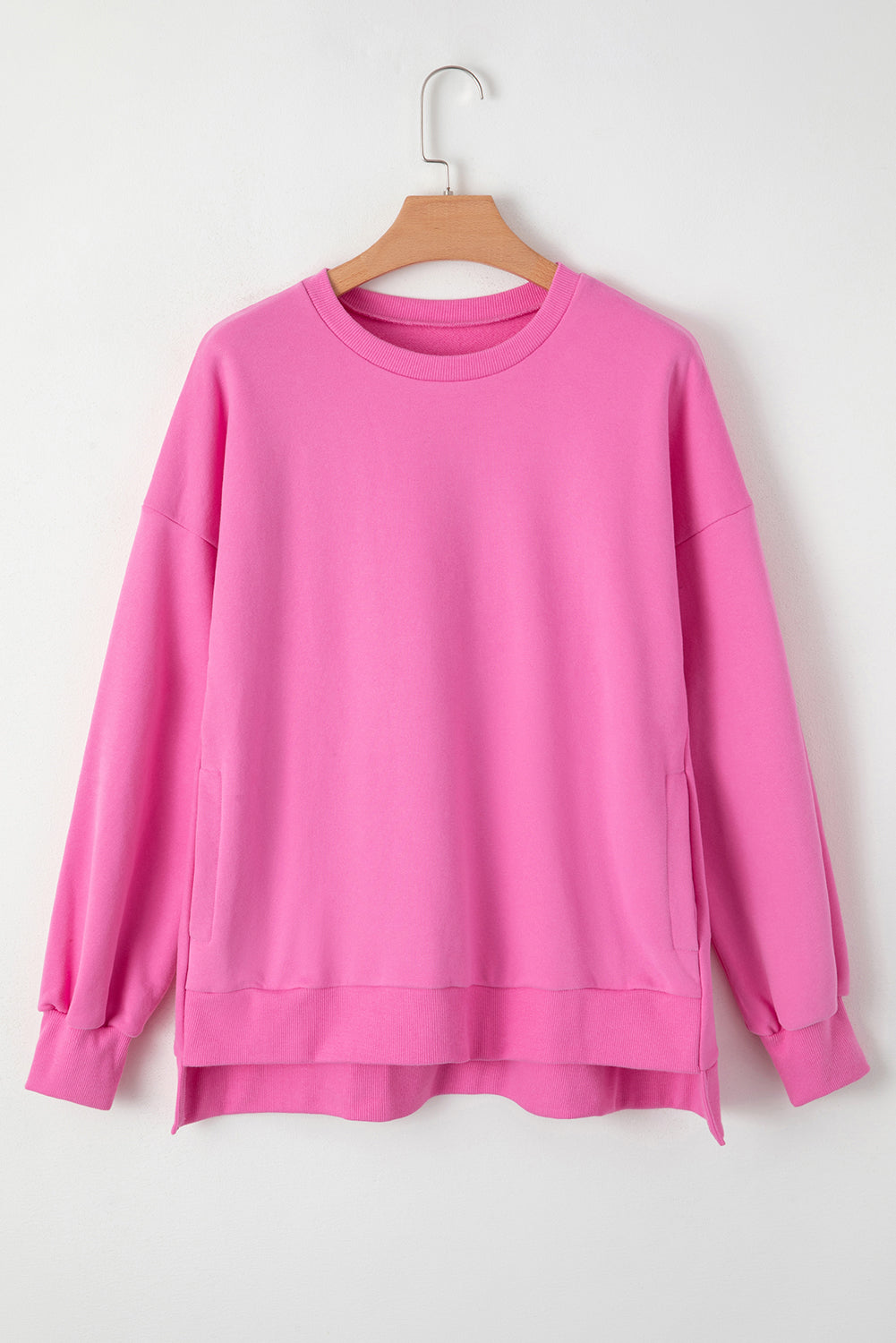 Bonbon – Einfarbiges Sweatshirt mit Fleecefutter und überschnittener Schulterpartie und hohem Bund