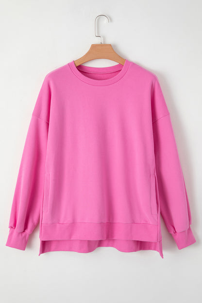 Bonbon – Einfarbiges Sweatshirt mit Fleecefutter und überschnittener Schulterpartie und hohem Bund