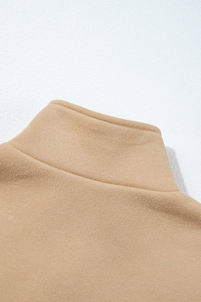 Parchment Solid Set aus Sweatshirt mit halben Knöpfen und Jogginghose mit hoher Taille