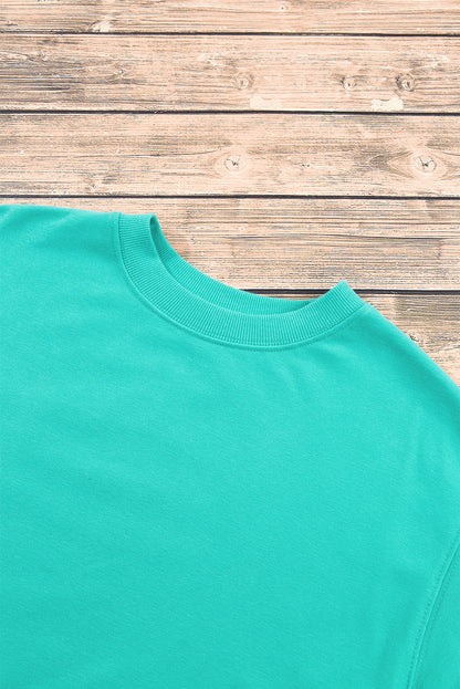 Aruba Blaues, schlichtes Sweatshirt mit Rundhalsausschnitt und überschnittener Schulter
