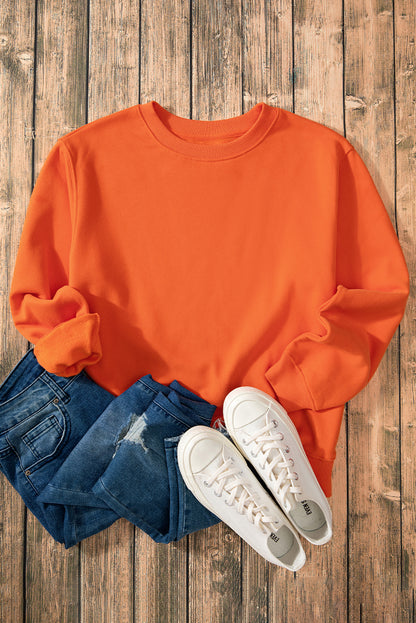 Einfarbiges Frottee-Sweatshirt mit überschnittener Schulter und Fleecefutter in Rotorange