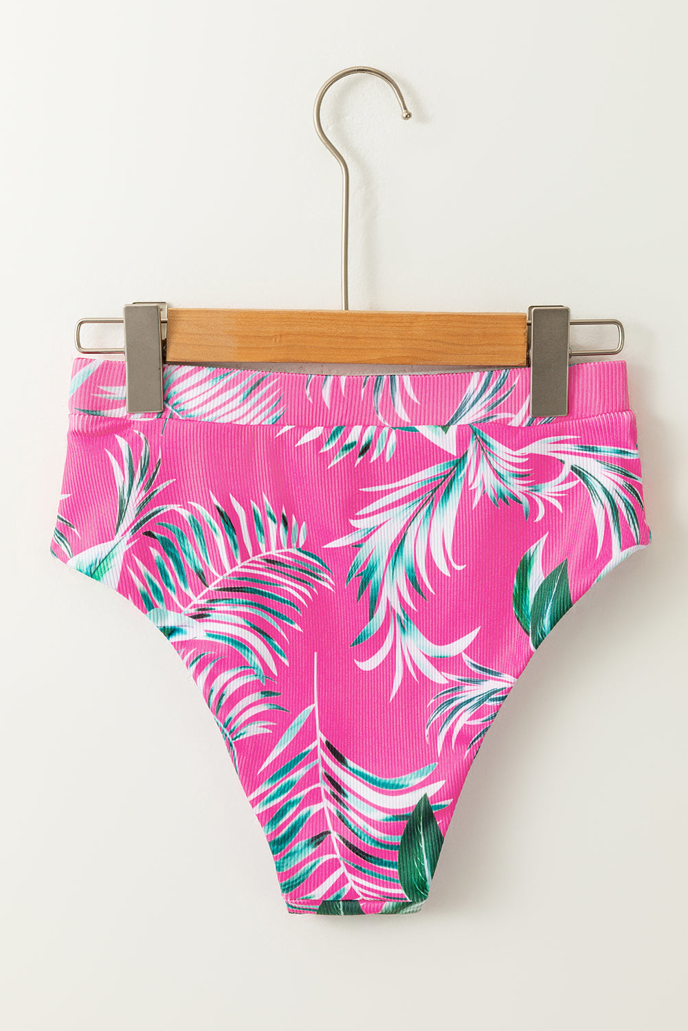Strukturiertes Bikinihöschen mit tropischem Print in Rose