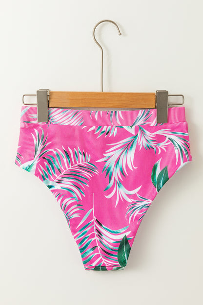 Strukturiertes Bikinihöschen mit tropischem Print in Rose