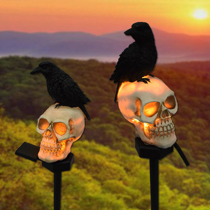 Solar Harz Halloween Krähenschädel im Freien