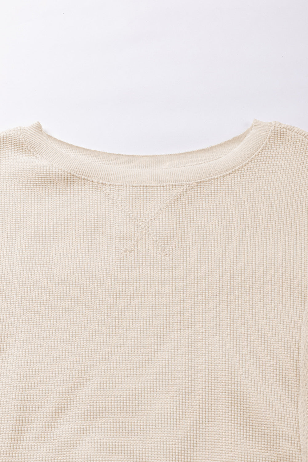 Weißes Oversize-Sweatshirt mit Waffelstrick und Bischofsärmeln