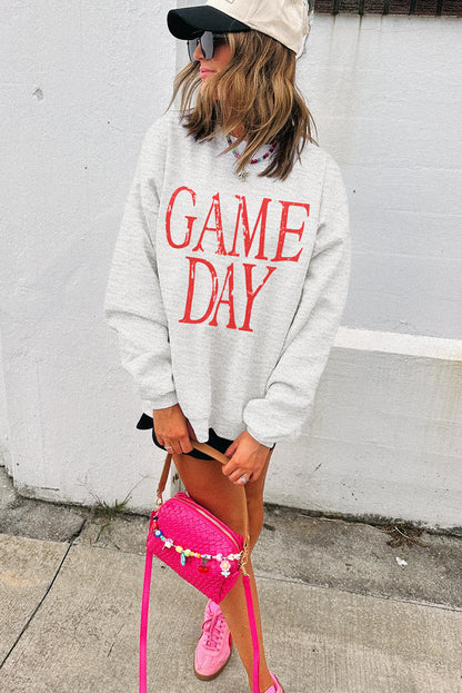 Red Vintage Washed GAME DAY Graphic Baggy Sweatshirt