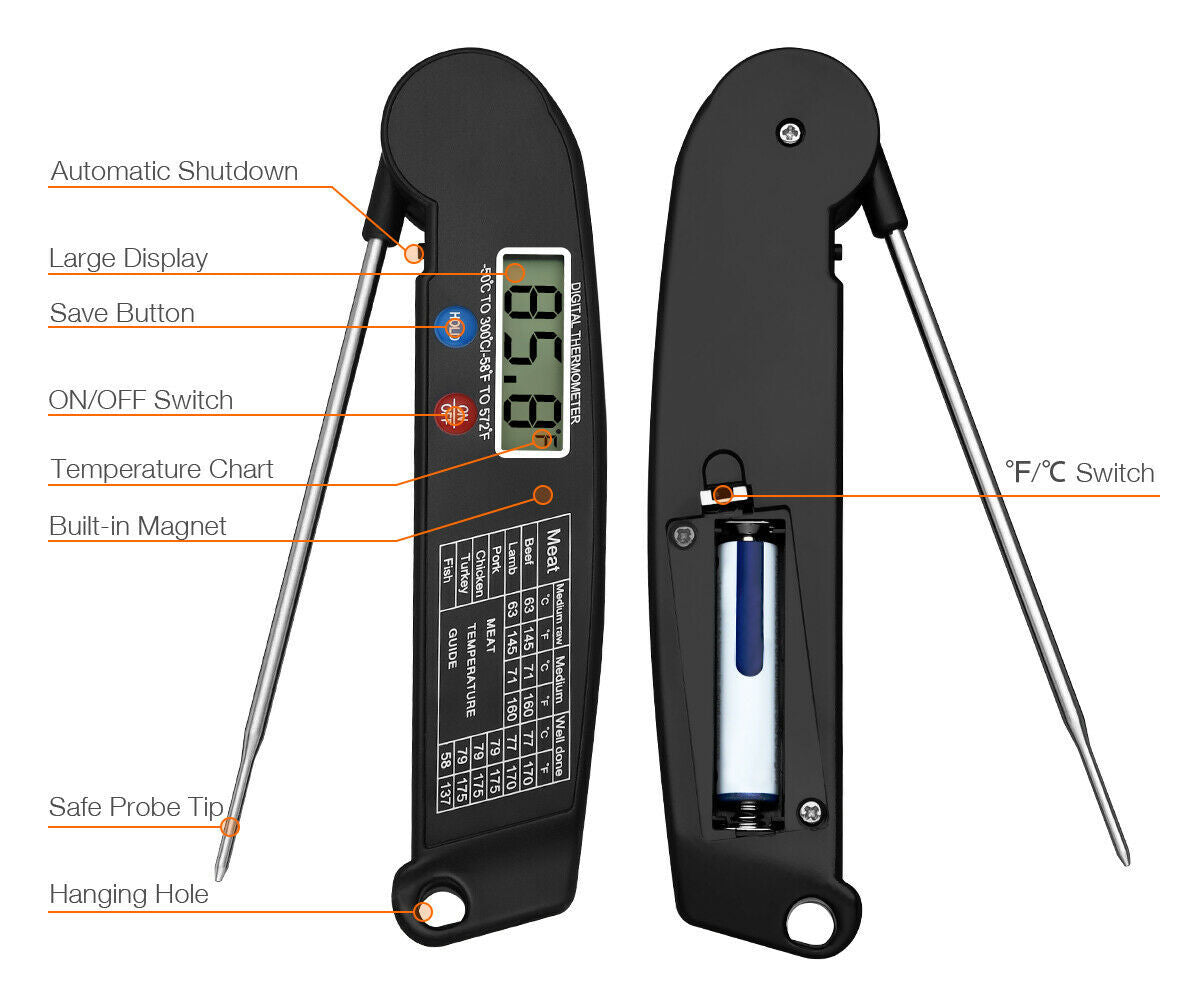 Digital Meat Thermometer: Instant Read BBQ Accessory
