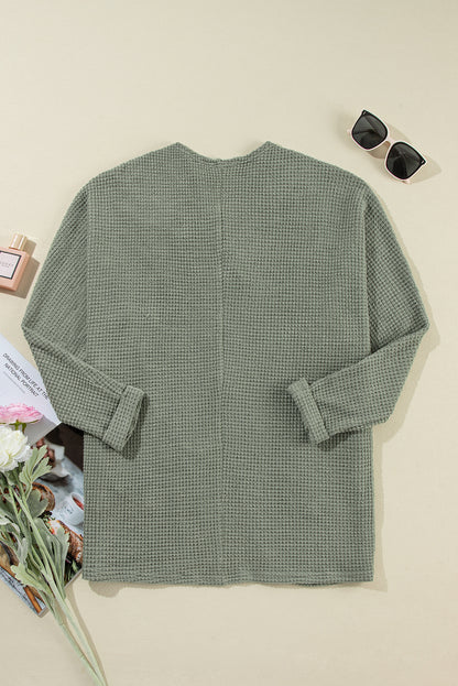Laurel Green – Strickjacke mit offener Vorderseite und Waffelstrick