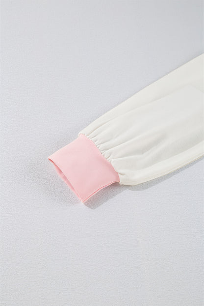 Bonbon Farbblock-Brusttaschen Halbknopf-Sweatshirt in Übergröße