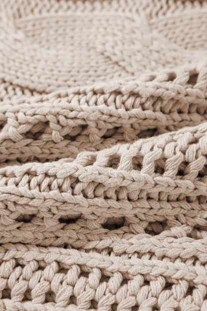 Rauchgrauer kurzer Pullover mit Hohlsaum und Zopfmuster