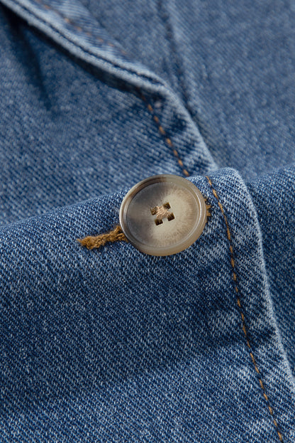 Segelblaue Jeansjacke mit Seitentaschen und Reverskragen