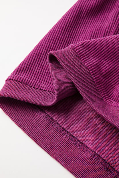 Übergroßes Festival-Sweatshirt aus geripptem Cord in Fuchsia
