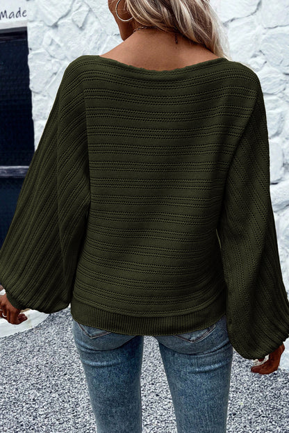 Strukturierter Strickpullover mit Ösen und Ärmeln im Jungle Green Lantern-Stil
