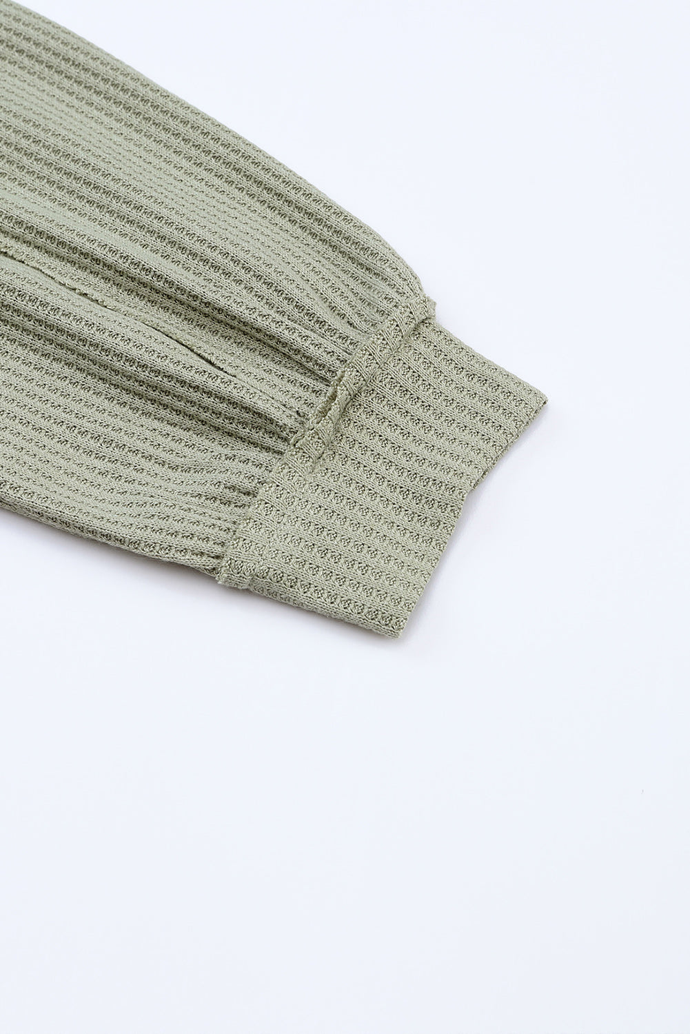 Green Exposed Seam Buttons Front Waffle Knit Cardigan