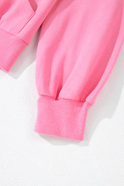 Bonbon Sweatshirt mit Reißverschluss und Stehkragen und Kängurutasche
