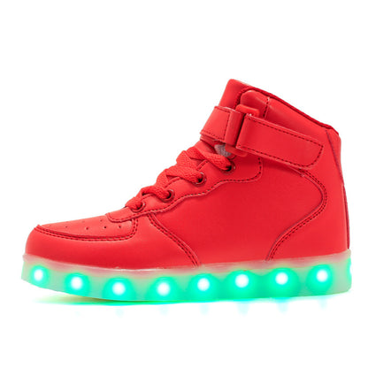 Children's Luminous Velcro Casual High-Top Charging Light Up Shoes
