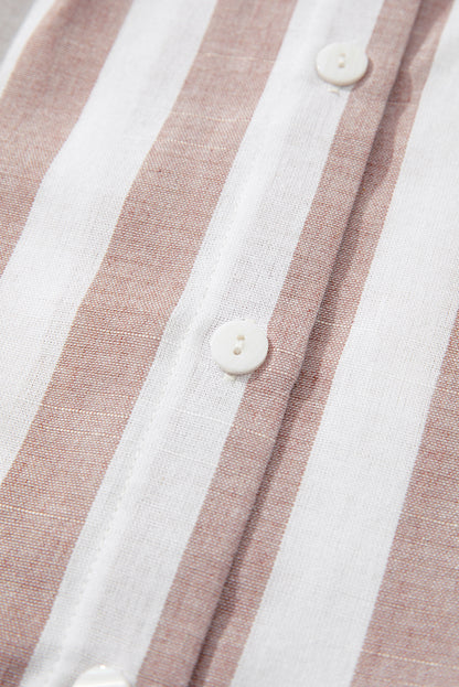 Lässiges, ärmelloses Hemd mit Knopfleiste und Streifen in Khaki