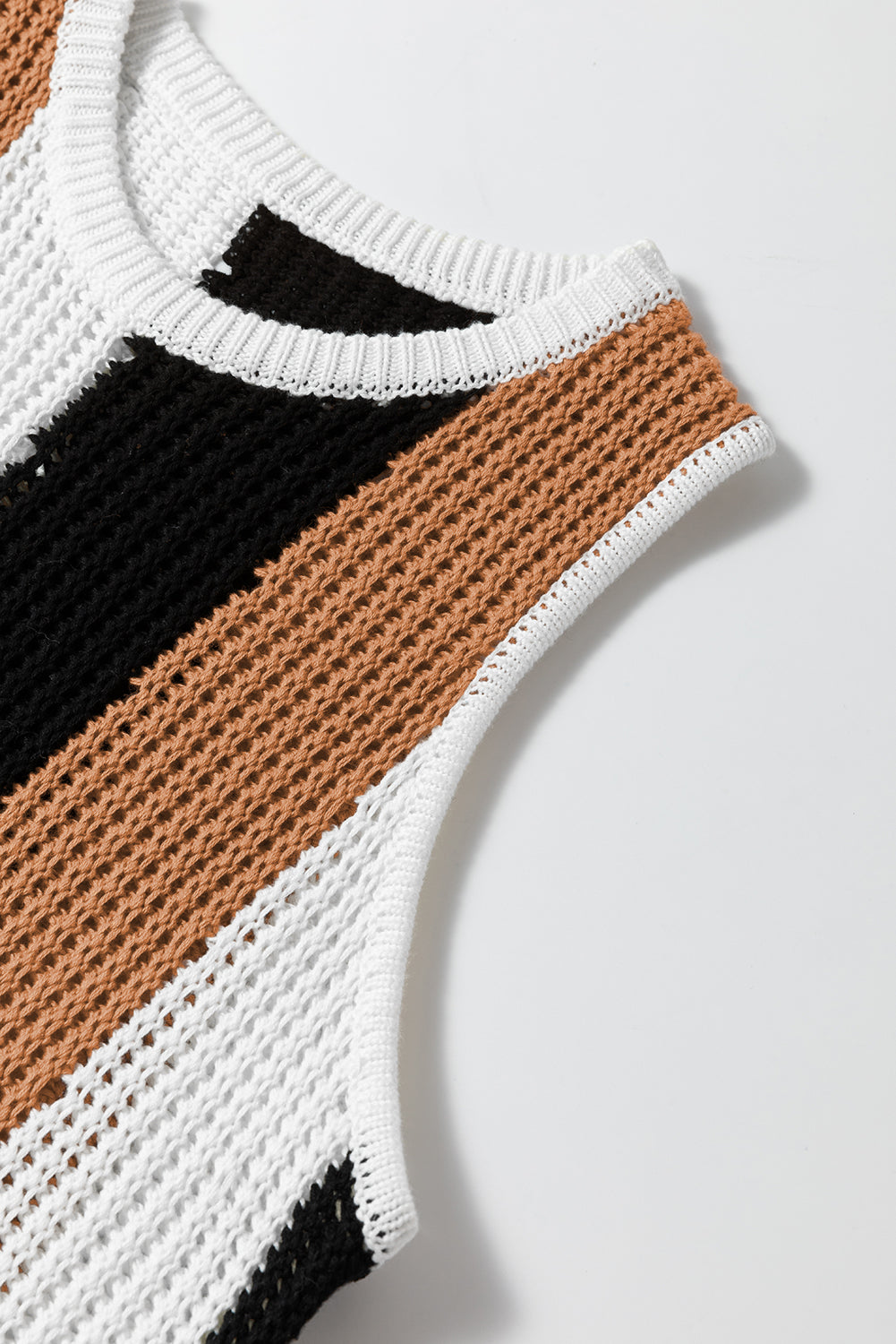 Ärmellose Strickweste mit Streifen-Farbblock in Khaki