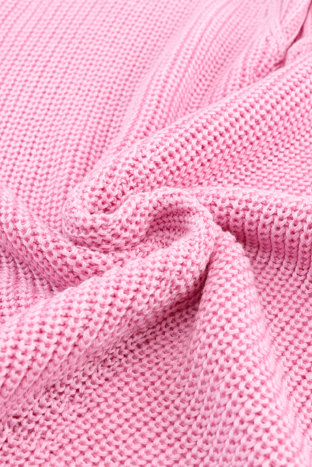 Rosa Rippstrickpullover mit V-Ausschnitt
