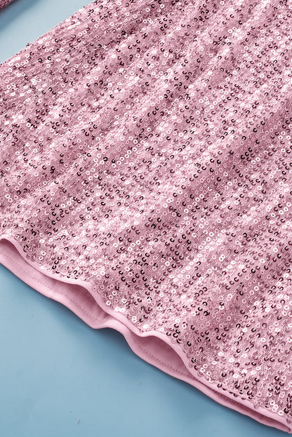 Pink Shiny Sequin Plus Size Flowy Flare Pants