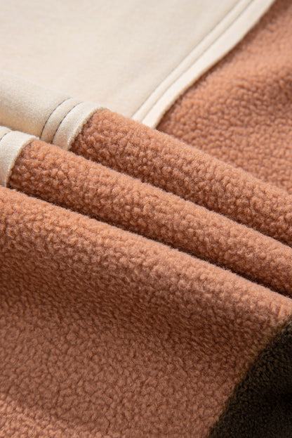 Brauner Hoodie mit sichtbaren Nähten und Farbblockdesign in Übergröße
