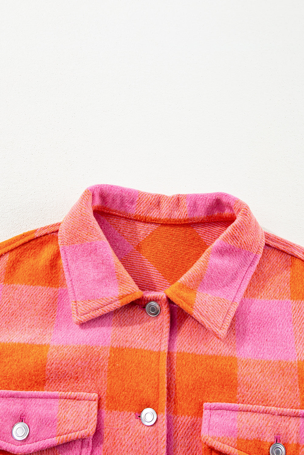 Orange karierte Jacke mit Brusttaschen und Umlegekragen