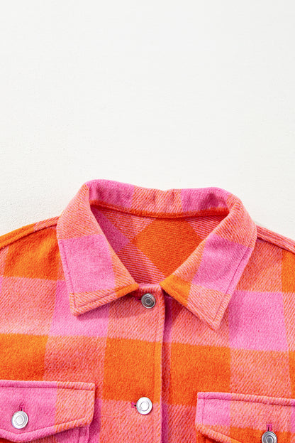 Orange karierte Jacke mit Brusttaschen und Umlegekragen