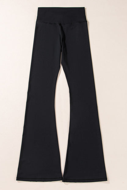 Schwarze, ausgestellte Leggings in V-Form mit hoher Taille
