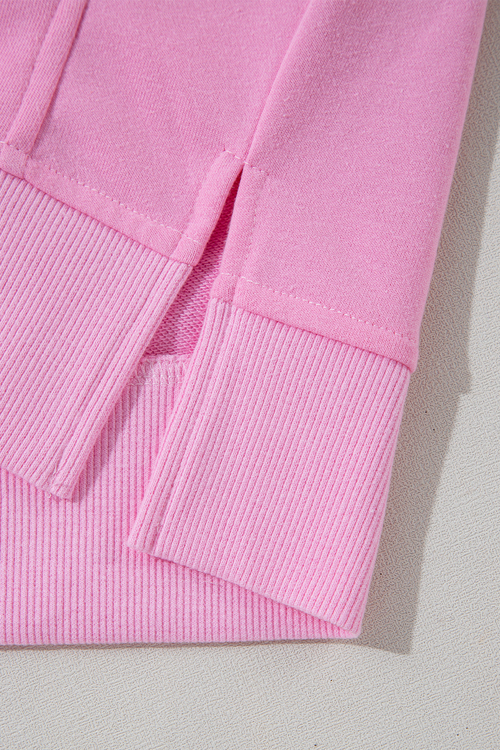 Bonbon Kurzarm-Kapuzenpullover mit halbem Reißverschluss und Kängurutasche