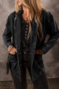 Schwarze Jeansjacke mit Seitentaschen und Reverskragen