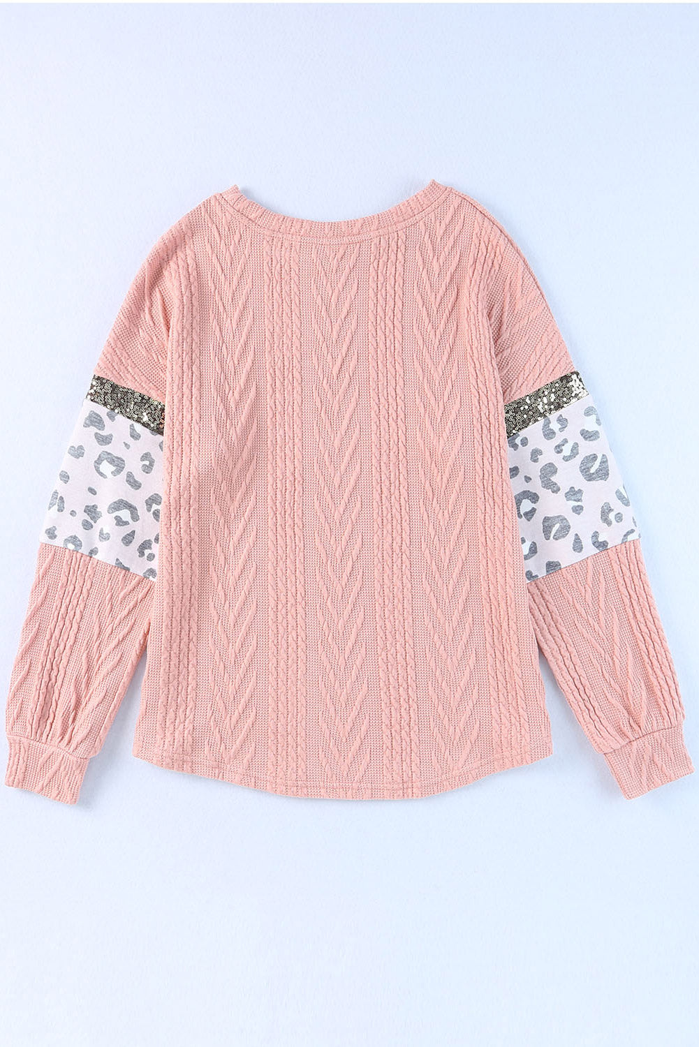 Rosa Strickoberteil mit Leopardenmuster und Pailletten