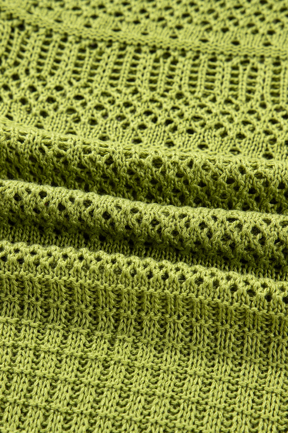 Spinach Green Oversize Crochet Knit Open Cardigan