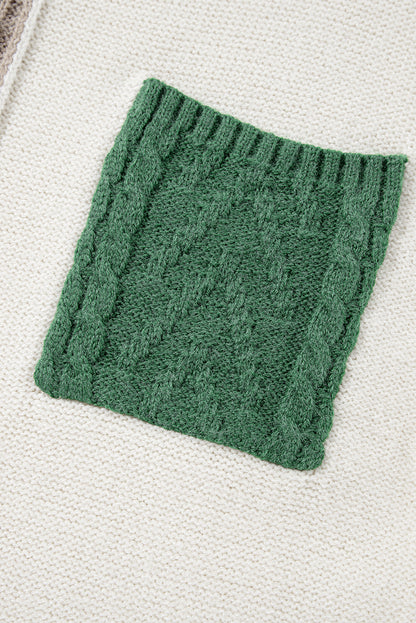 Vineyard Green Colorblock Pullover mit aufgesetzten Taschen und überschnittener Schulter