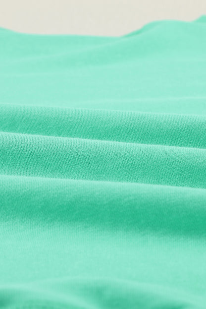 Green French Terry Cotton Blend Pullover Sweatshirt