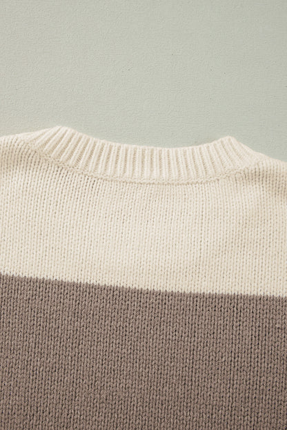 Simply Taupe – Lockerer Pullover mit Farbblockdesign
