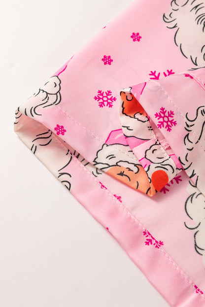 Rosa Weihnachtsmann Schneeflocke Langarmshirt Weihnachtspyjama-Set