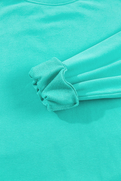 Aruba Blaues, schlichtes Sweatshirt mit Rundhalsausschnitt und überschnittener Schulter