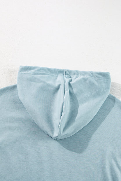 Iceland Blue Solid Tunika-Hoodie mit Rüschensaum und lockerer Passform