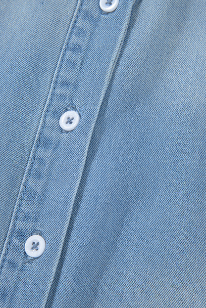 Beau Blue Risen Hemdblusenkleid aus mittelverwaschenem Denim