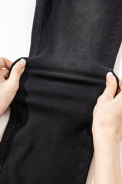 Schwarze, dehnbare Jeggings mit gewölbter Taille und schmaler Passform