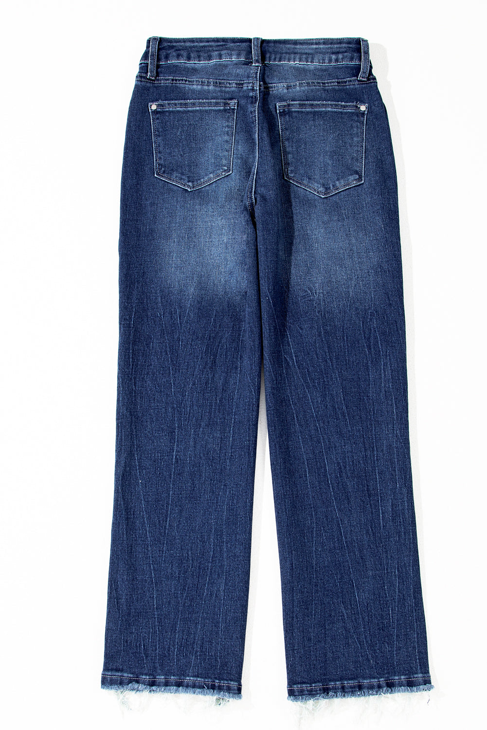 Segelblaue, Mineralwaschung, Saum mit hohem Bund und Schlagjeans