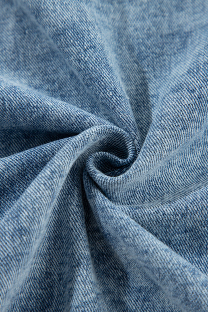 Beau Blue – Patchwork-Jeansjacke mit Kapuze und offenem Saum im Karomuster