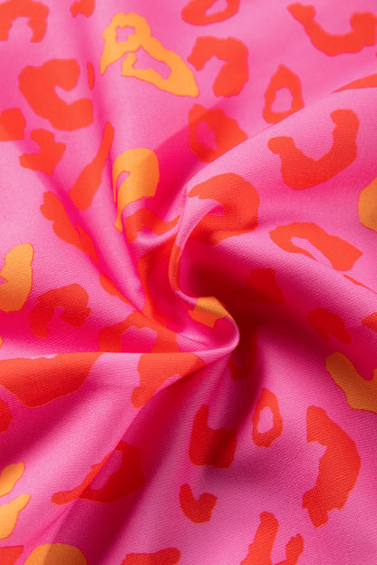 Rosa Bluse mit V-Ausschnitt und Leopardenmuster