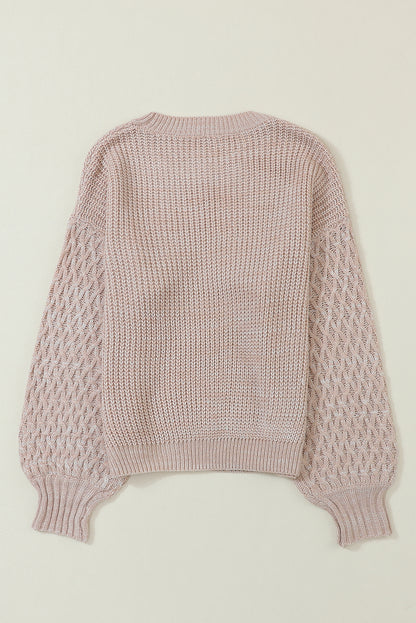 Pullover mit Zopfmuster und überschnittener Schulterpartie in Parchment